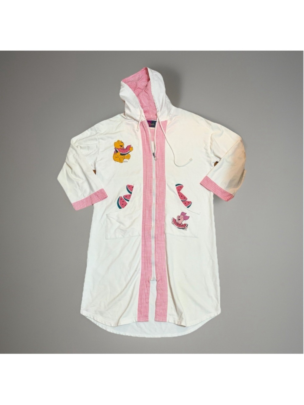 Vintage 90s Disney Winnie the Pooh Watermelon Zip Lounge Robe - Size M